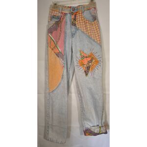 Vintage denim jeans Major Damage 80s 90s patchwork light acid wash denim patchwo